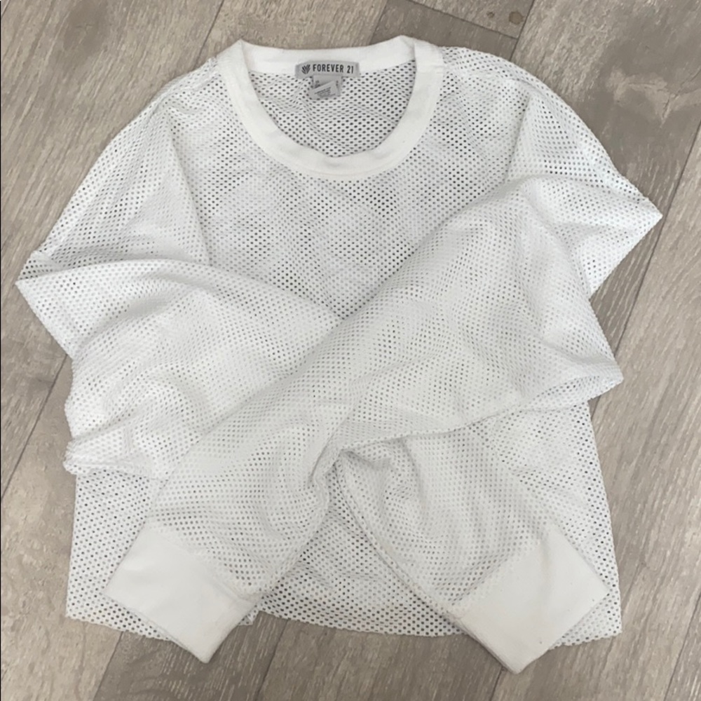 White Mesh Crop Top